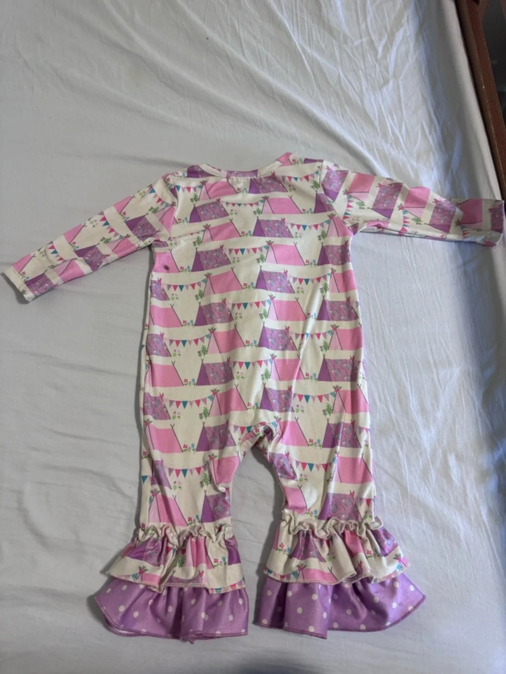 Baby Girls Pink & Cream Ruffle One-Piece Bodysuit